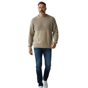 Columbia Men's Heavy Sweater in Cotton Tan Material Long Sleeve Size XL